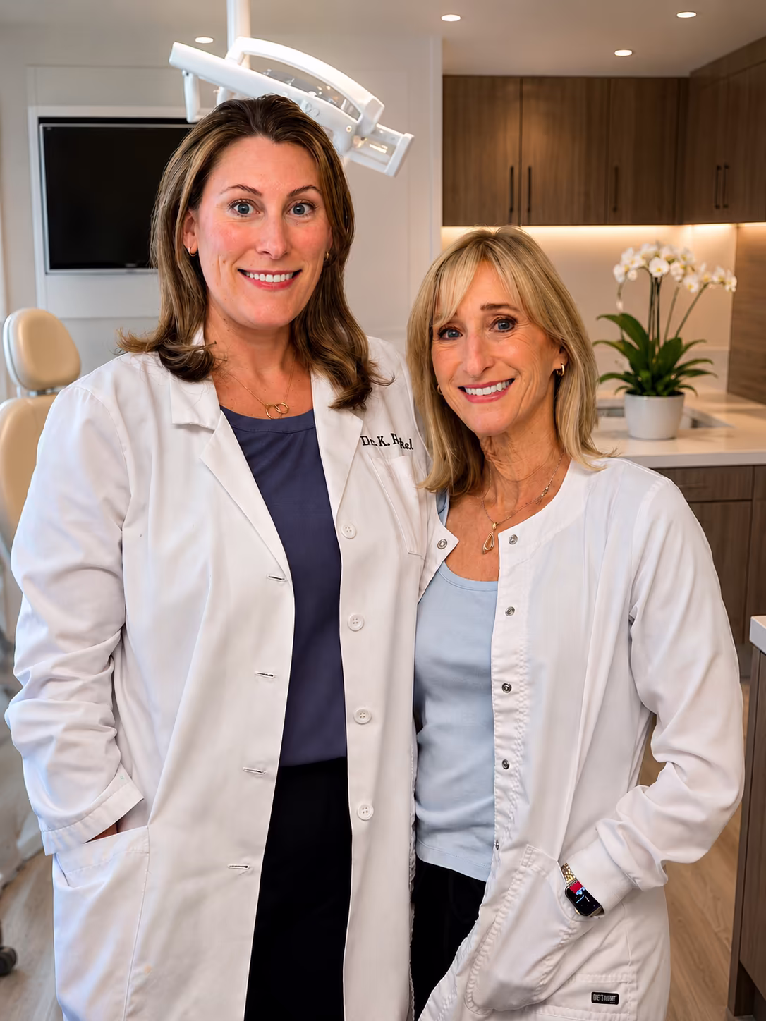 Dr. Kiersten Huckel and Dr. Shanni Reine-Mutch together in a treatment room at Princeton Center for Dental Aesthetics and Implants